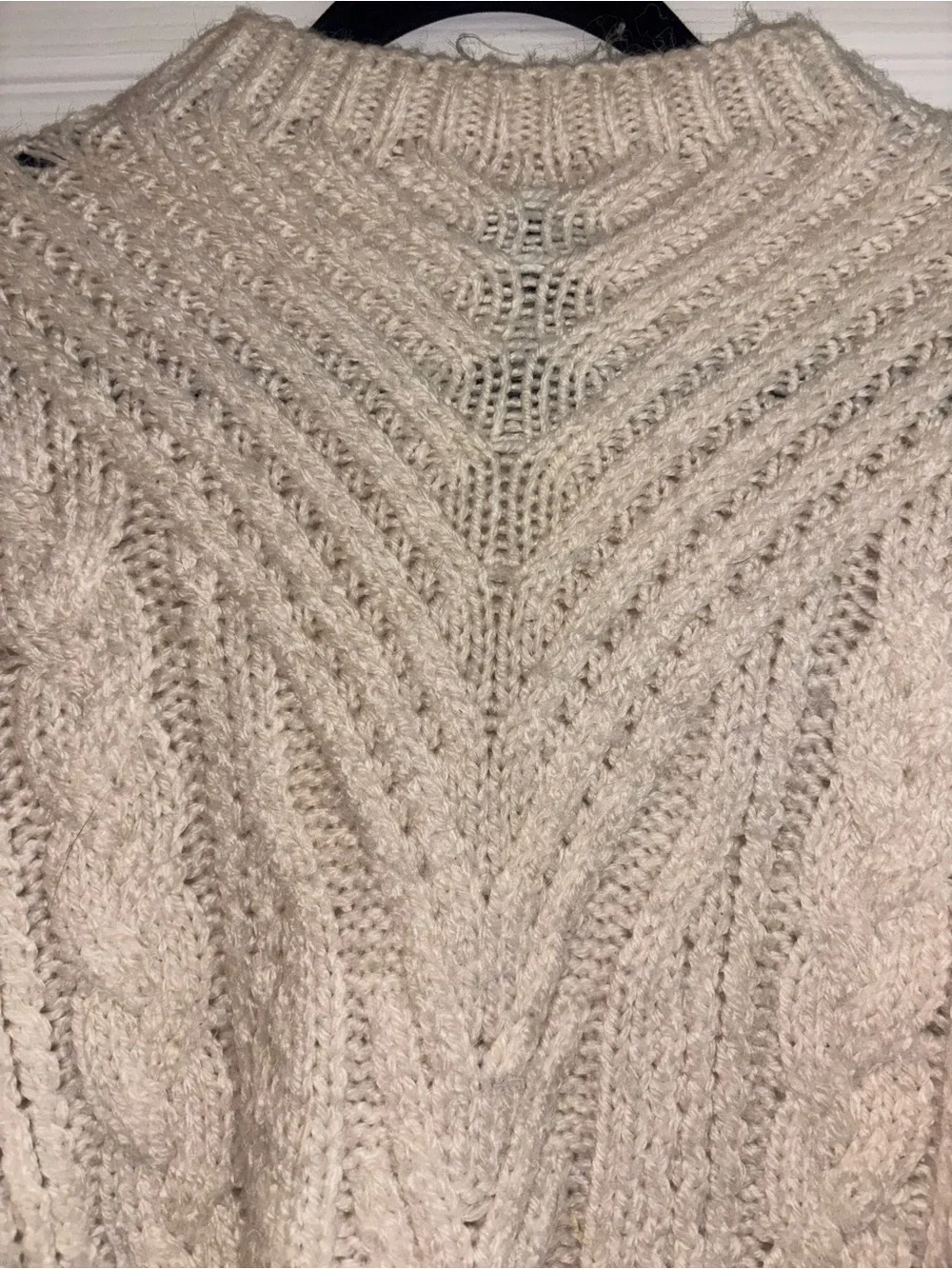Zara Knit Cream Chunky Cable Knit Fisherman Sweater M - Picture 2 of 4